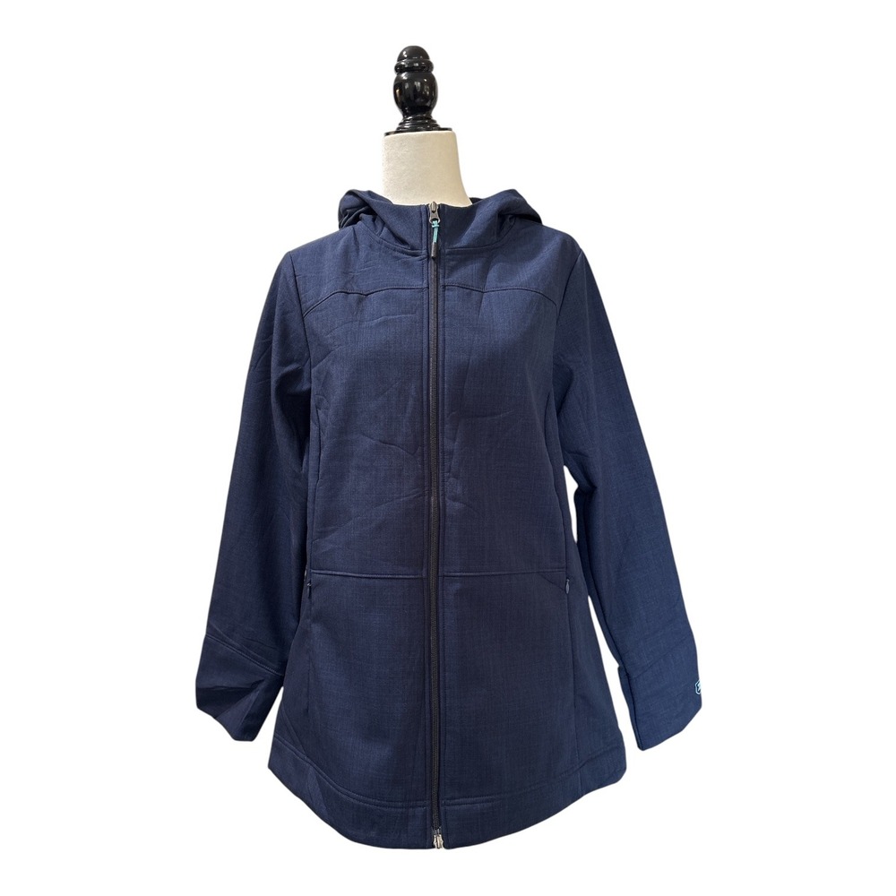 NWT Zusa Womens Navy Blue Full Zip Hooded Softshell Jacket Recycled Polyester XL